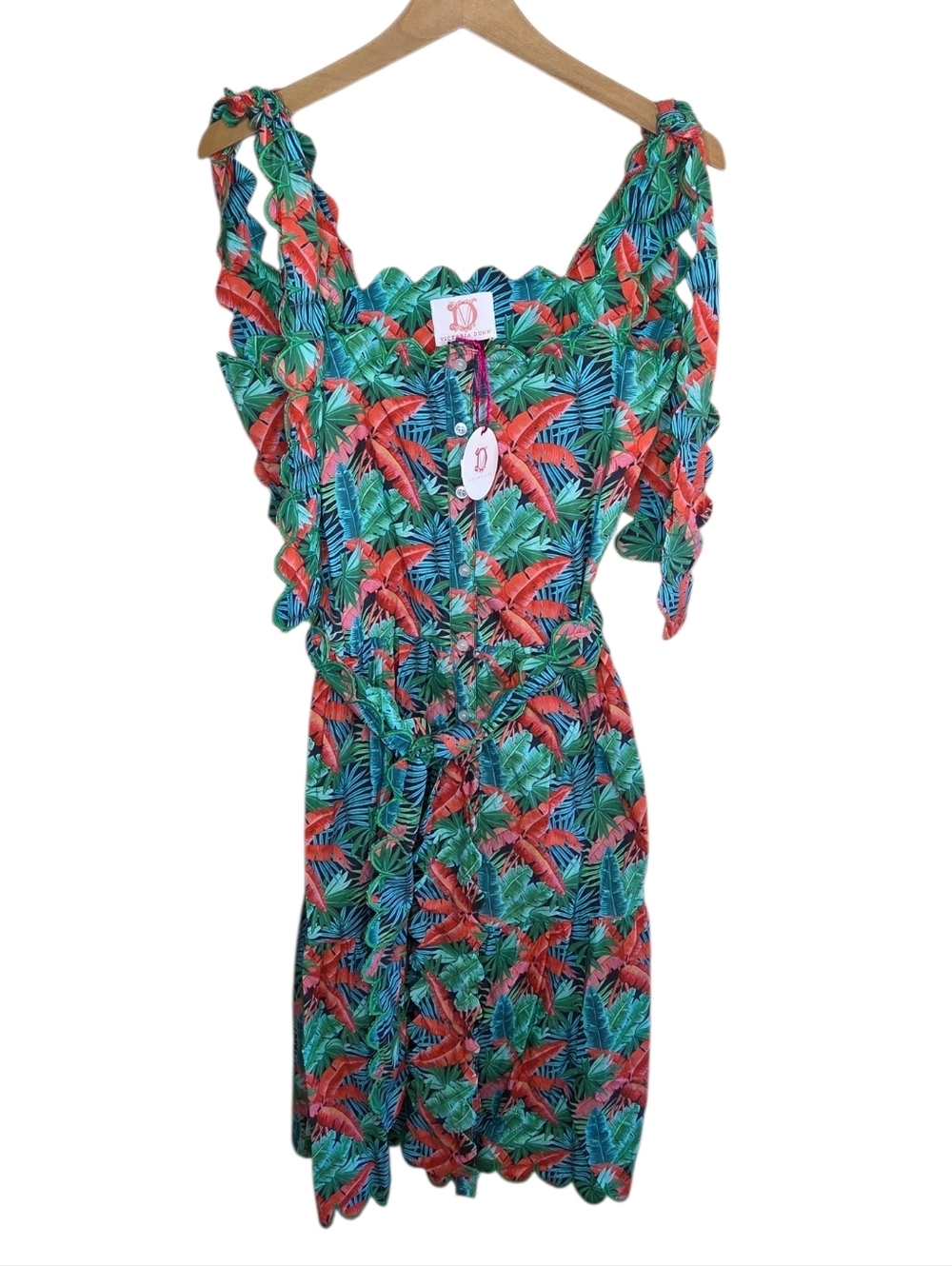 Victoria Dunn Nikolai Midi Dress Tropical Floral Firecracker Fiesta Summer Prep